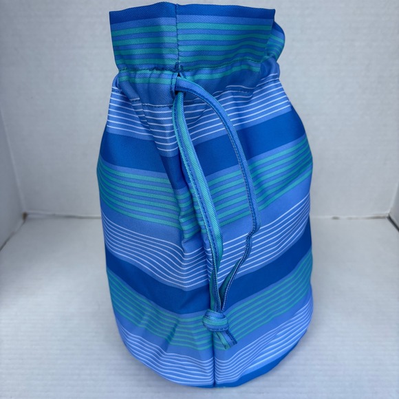 Vera Bradley Blue Green Striped Drawstring Bucket Bag Travel Pouch Organizer - Picture 5 of 10